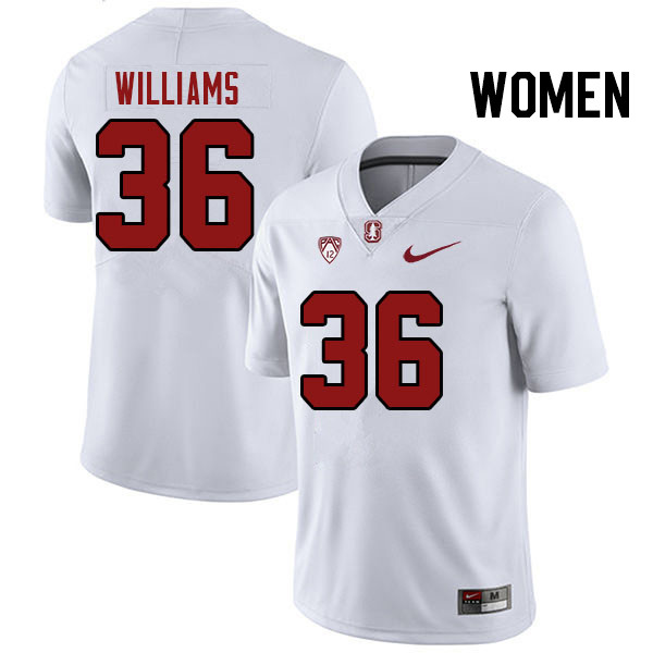 Women #36 Tre Williams Stanford Cardinal College Football Jerseys Stitched Sale-White - Click Image to Close